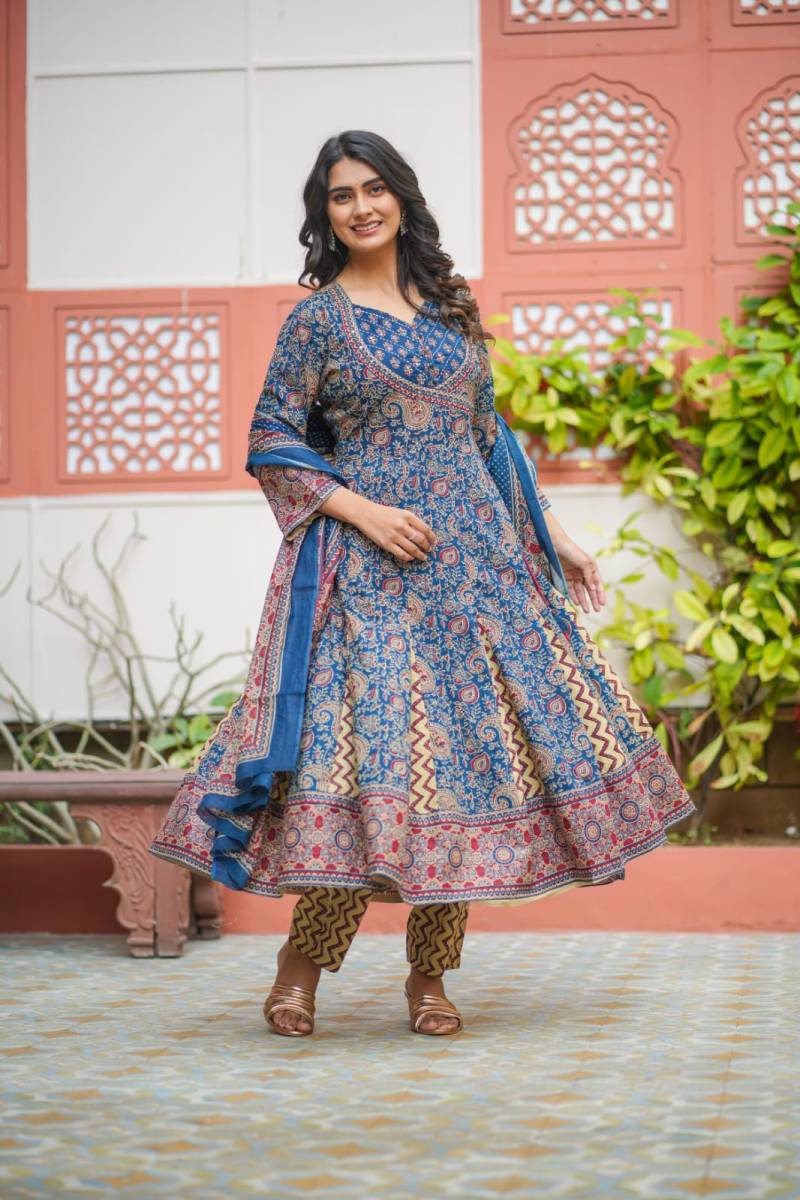 Naisha K 33 Printed Long Anarkali Kurti Bottom With Dupatta