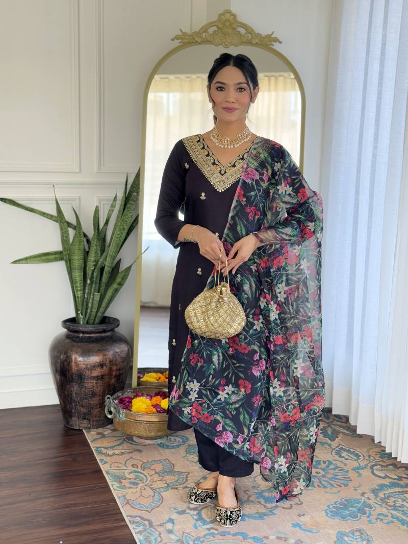 Vx 115 Viscose Black Kurti Bottom With Dupatta Collection