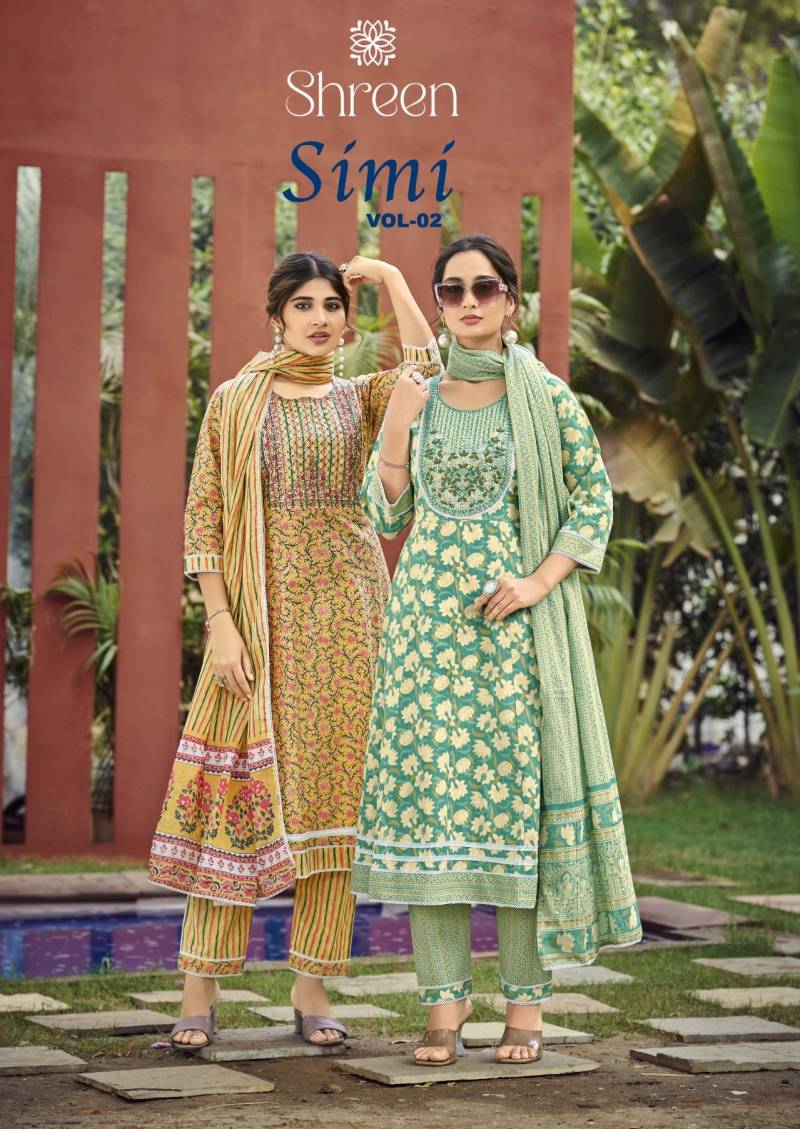 Shreen Simi Vol 2 Cotton Anarkali Kurti Bottom With Dupatta Collection