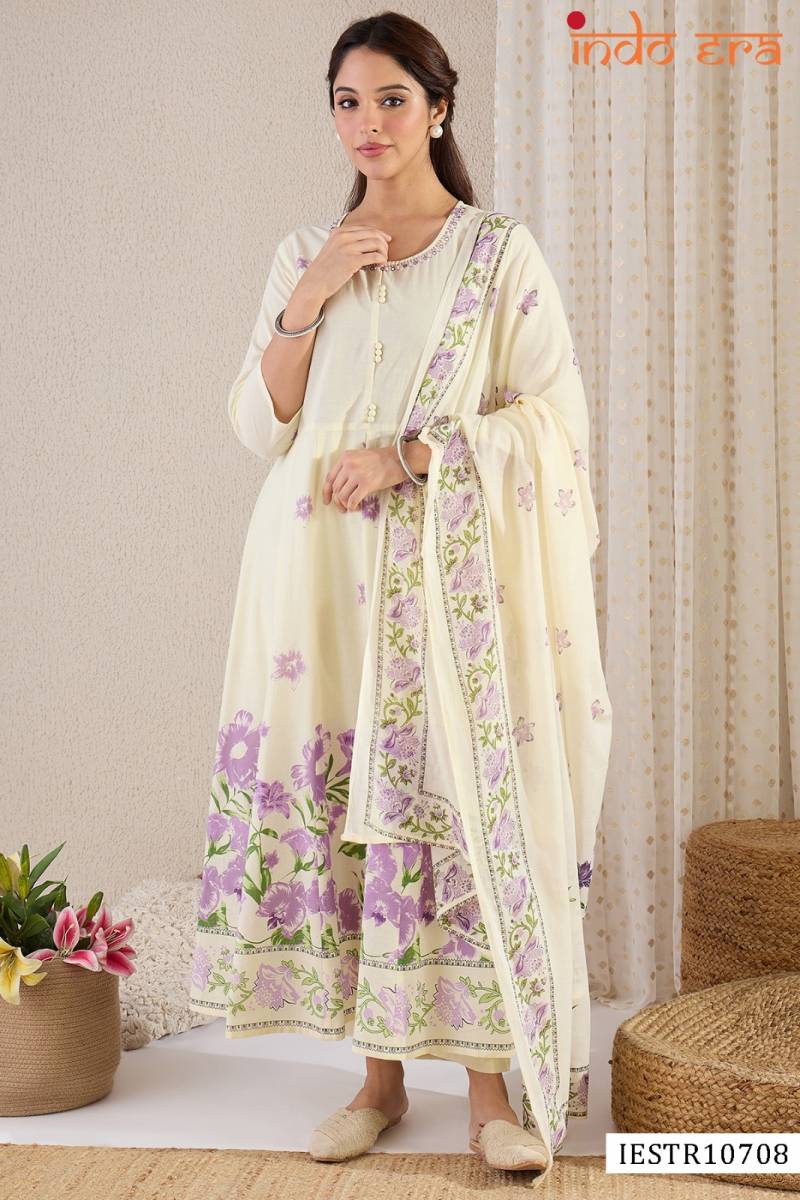 Indo Era 2566 Printed Cotton Kurti Bottom With Dupatta