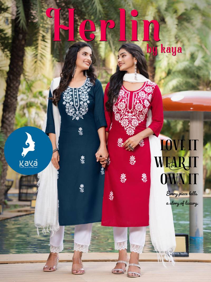 Kaya Herlin Embroidery Kurti Bottom With Dupatta Collection