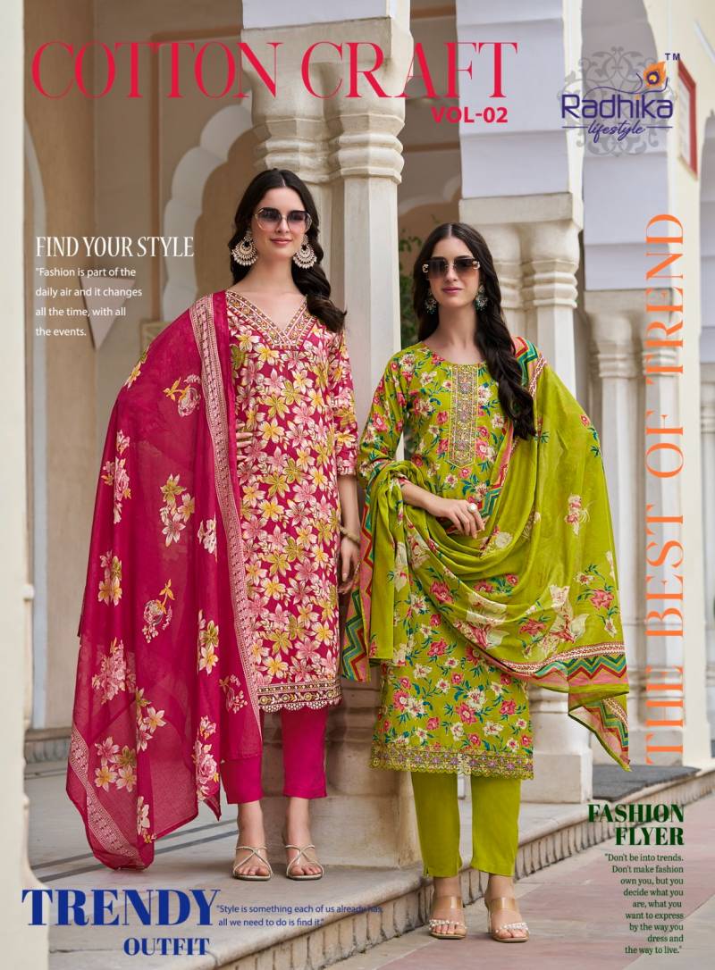Radhika Cotton Craft Vol 2 Printed Kurti Pant With Dupatta