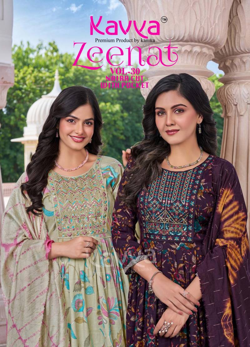 Kavya Zeenat Vol 30 Anarkali Printed Kurti Bottom With Dupatta Collection