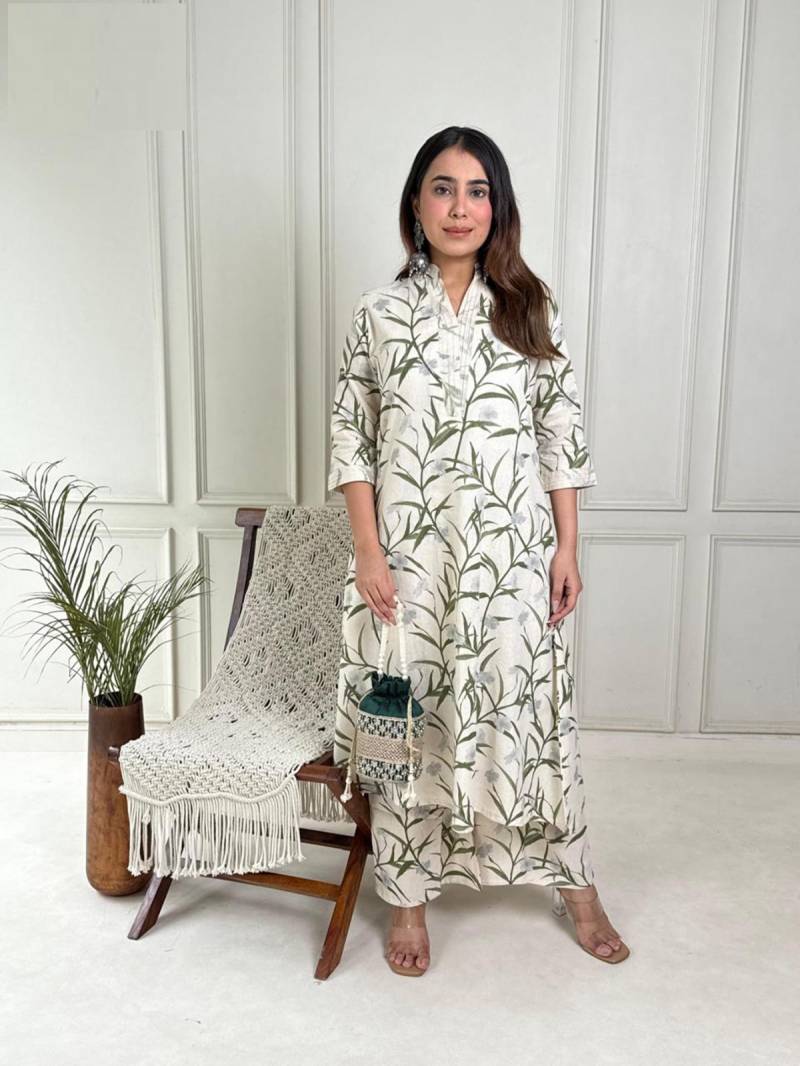 Naisha K 80 Khadi Printed Kurti With Bottom Collection