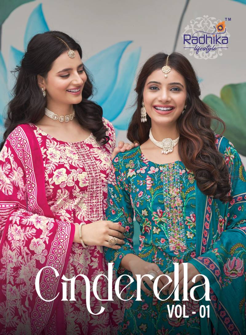 Radhika Cinderella Vol 1 Anarkali Printed Kurti Bottom With Dupatta Set