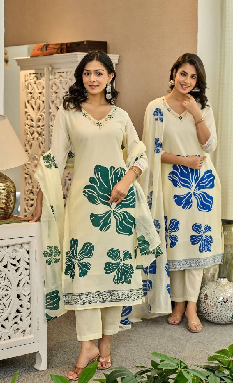 Naisha K 111 Cotton Printed Kurti Bottom With Dupatta Collection