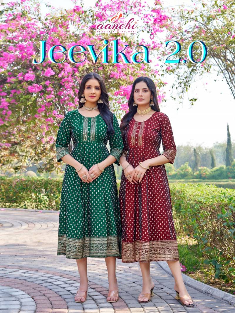 Aanchi Jeevika 2 Rangeela Silk Flair Anarkali Kurti Collection