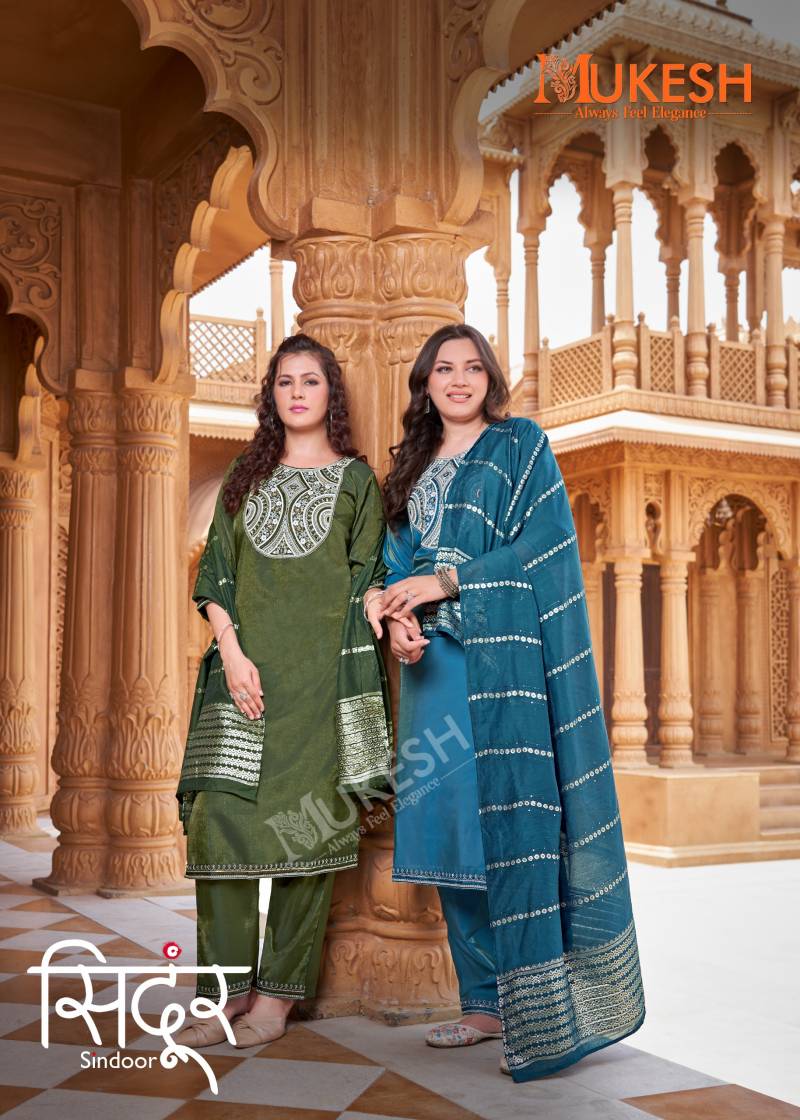 Mukesh Sindoor Designer Kurti Bottom With Dupatta Collection