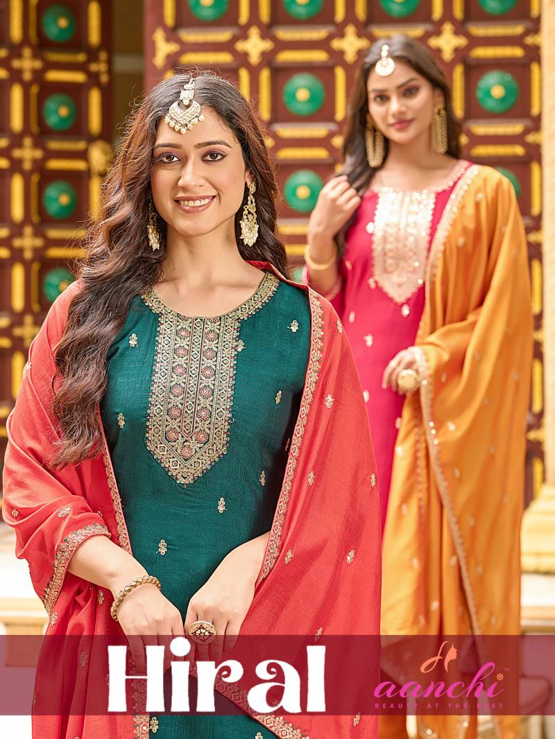 Aanchi Hiral Vichitra Silk Designer Kurti Bottom With Dupatta