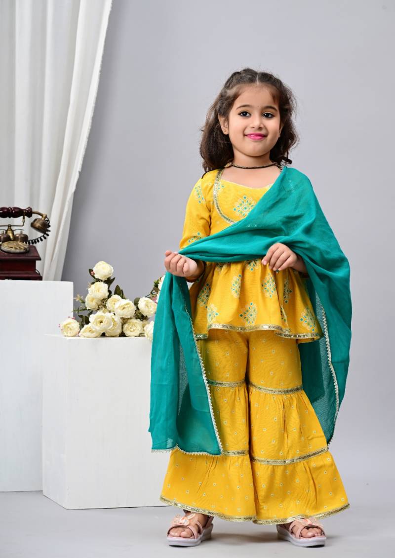 Naisha Kids 02 Rayon Kids Wear Girls Kurta Sharara With Dupatta