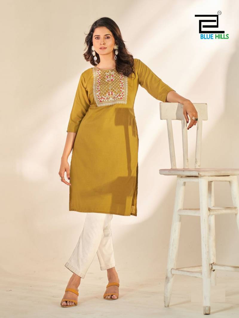 Blue Hills Sonia Soft Silk Embroidered Short Kurti Collection