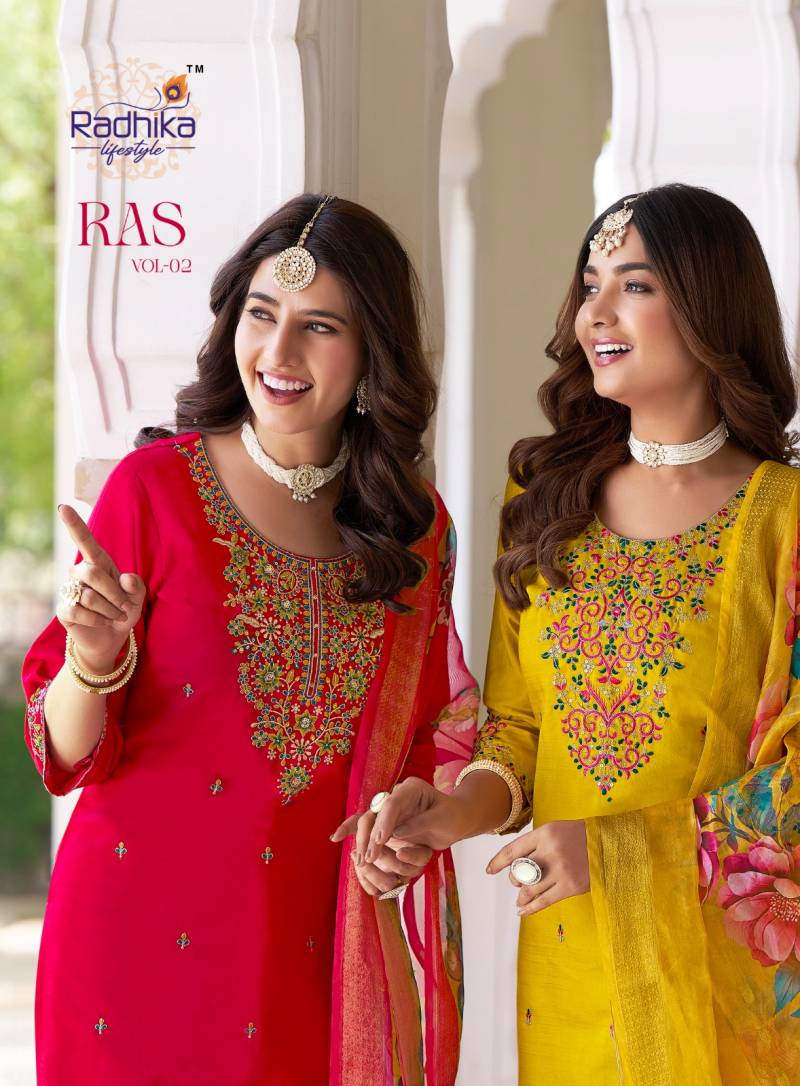 Radhika Ras Vol 2 Vatican Silk Designer Kurti Pant With Dupatta Collection