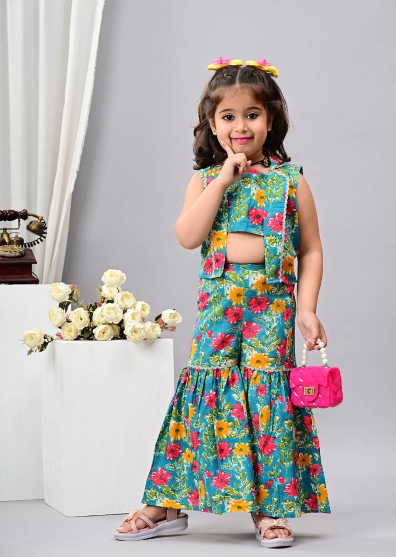 Naisha Kids 03 Soft Cotton Kids Kurta Sharara With Jacket Collection