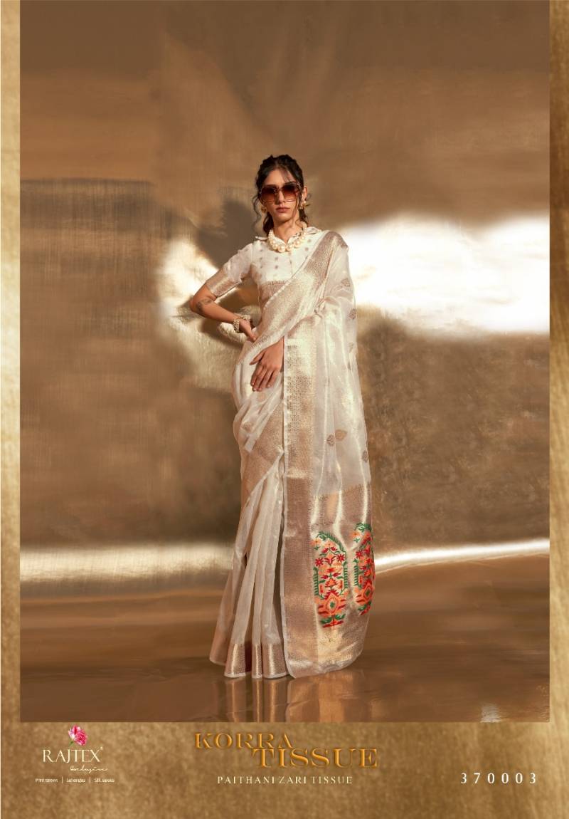 Rajtex Korra Tissue Wedding Wear Paithani Silk Saree Collection