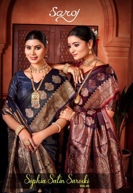 Saroj Sophia satin Saroski Vol 3 Silk Festive Wear Sarees Collection