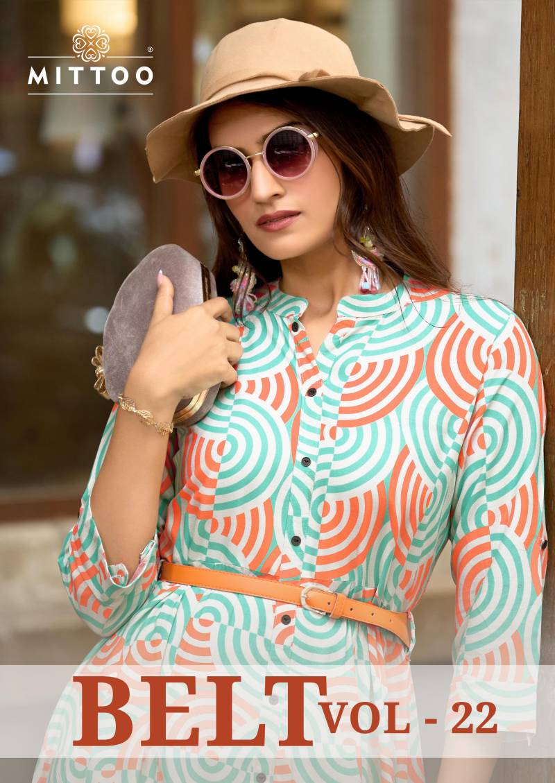 Mittoo Belt Vol 22 Printed Fancy Party Wear Kurti With Belt Collection