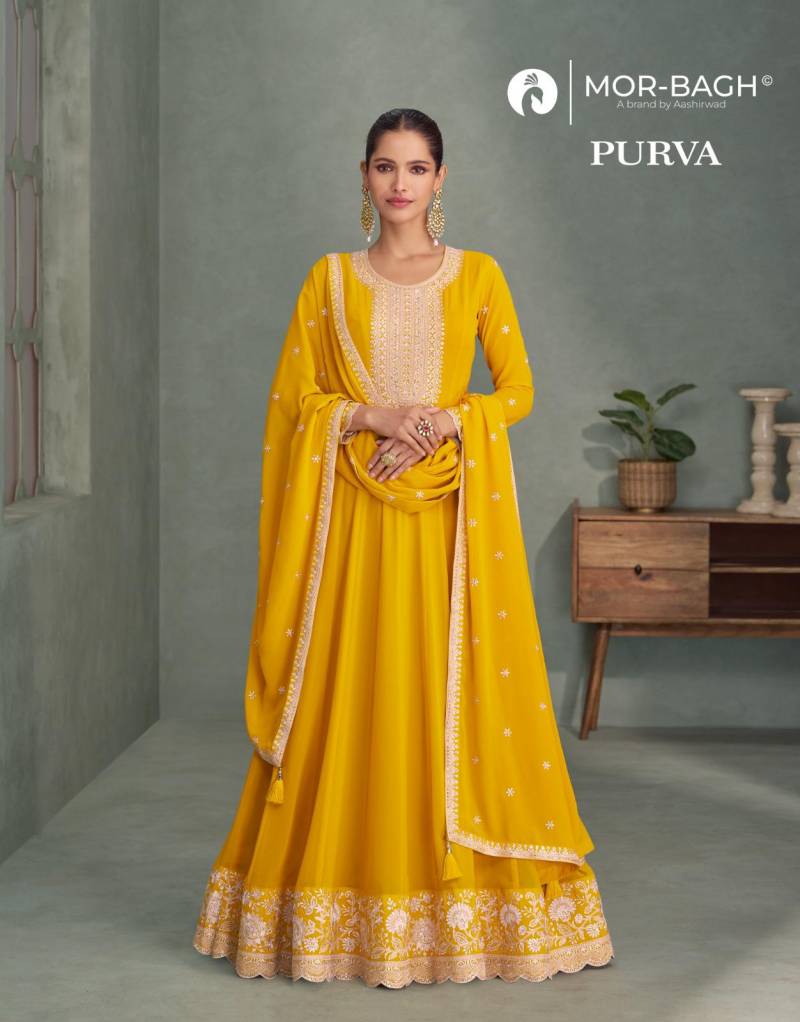 Aashirwad Mor Bagh Purva New Designer Gown With Dupatta