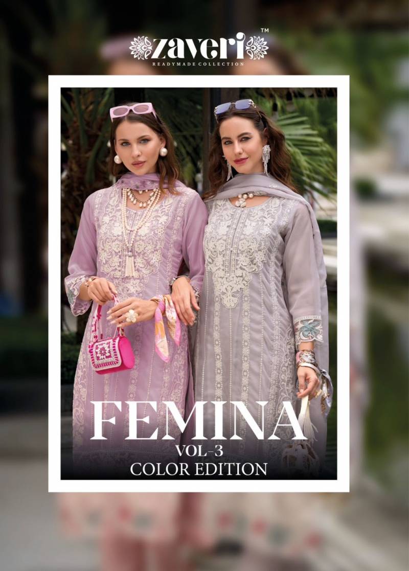 Zaveri Femina Vol 3 Color Designer Kurti Bottom With Dupatta Collection