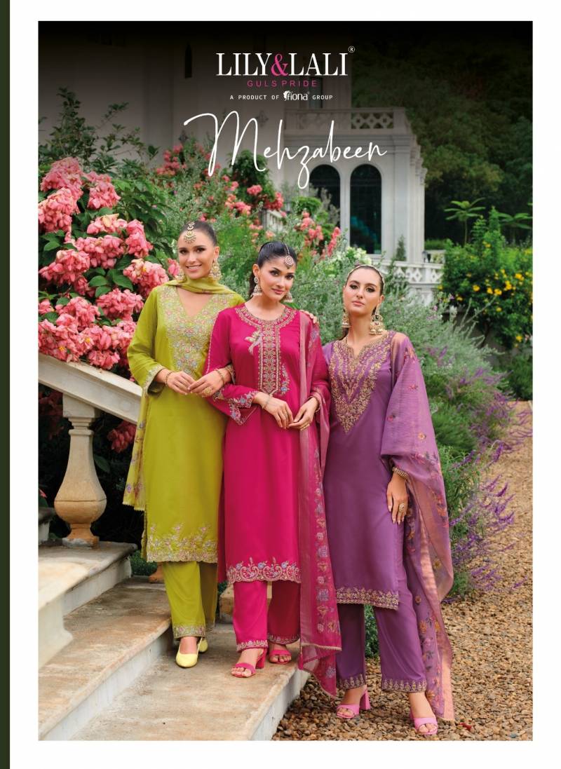 Lily And Lali Mehzabeen Silk Designer Kurti Bottom With Dupatta