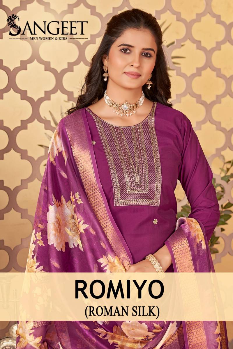 Sangeet Romiyo Roman Silk Embroidery Kurti Bottom With Dupatta