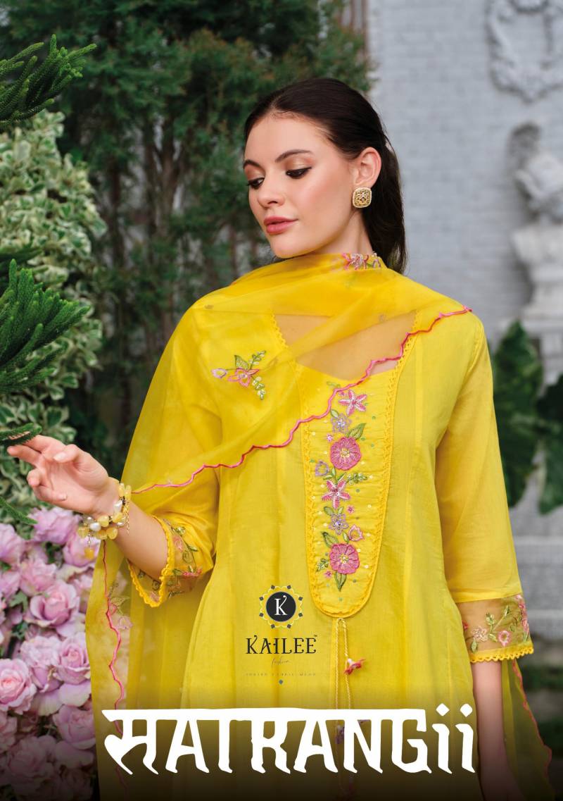 Kailee Satrangi Designer Kurti Bottom With Dupatta Collection
