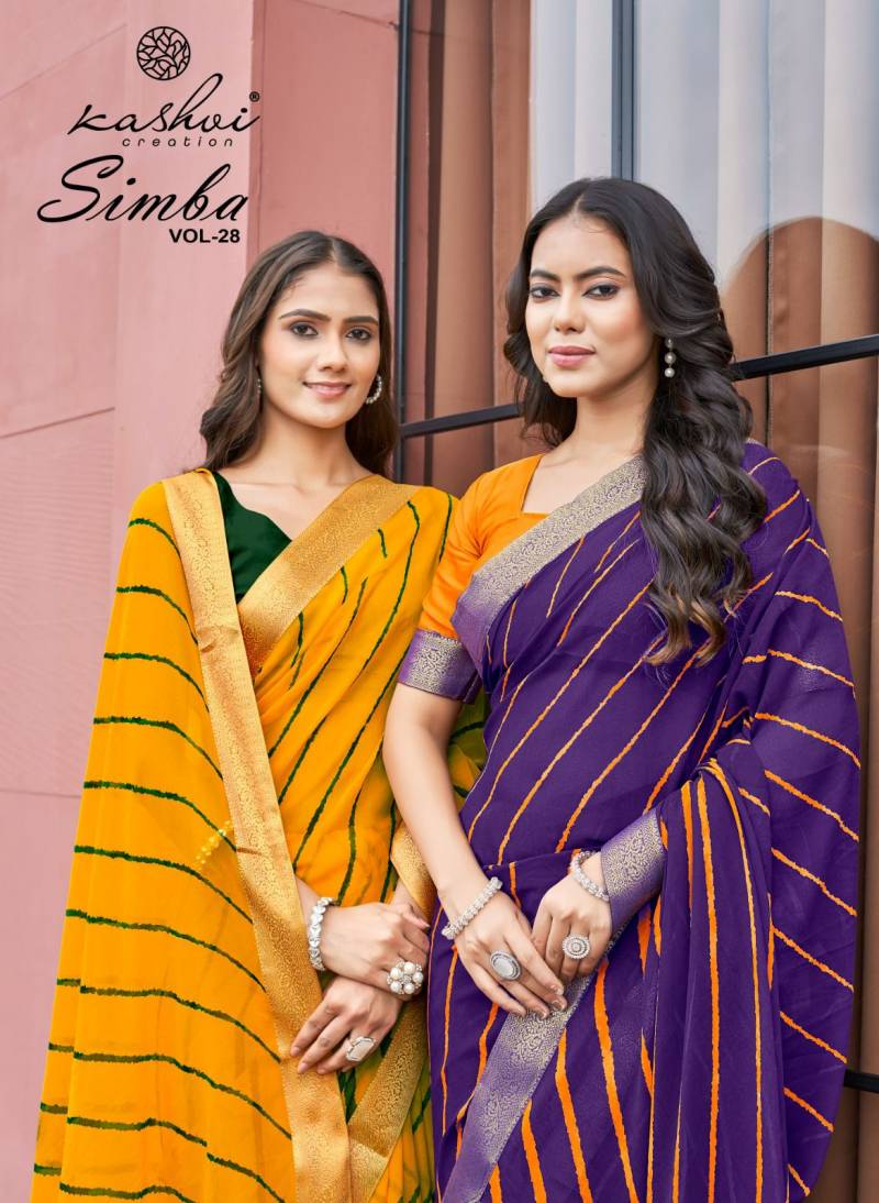 Kashvi Simba Vol 28 Georgette Lehariya Printed Party Wear Saree