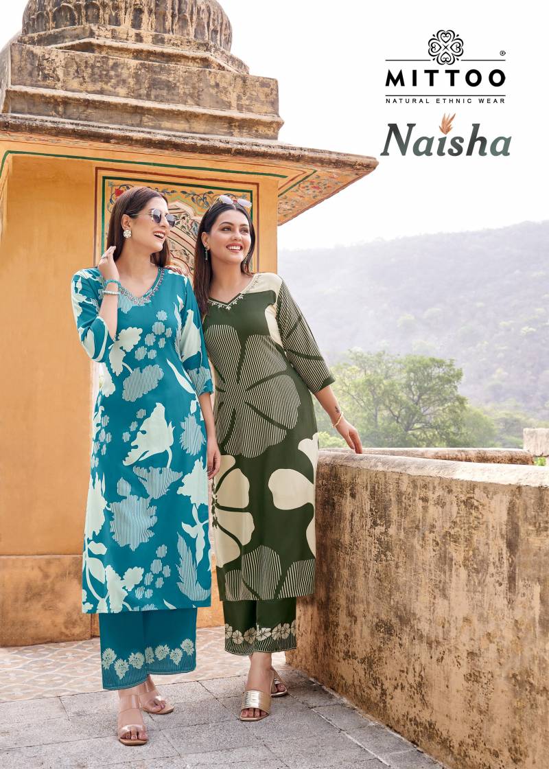 Mittoo Naisha Fancy Printed Kurti With Bottom Collection