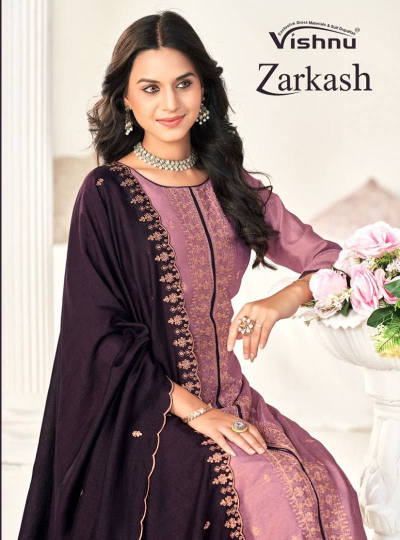 Vishnu Zarkash Vichitra Silk Designer Dress Material Collection
