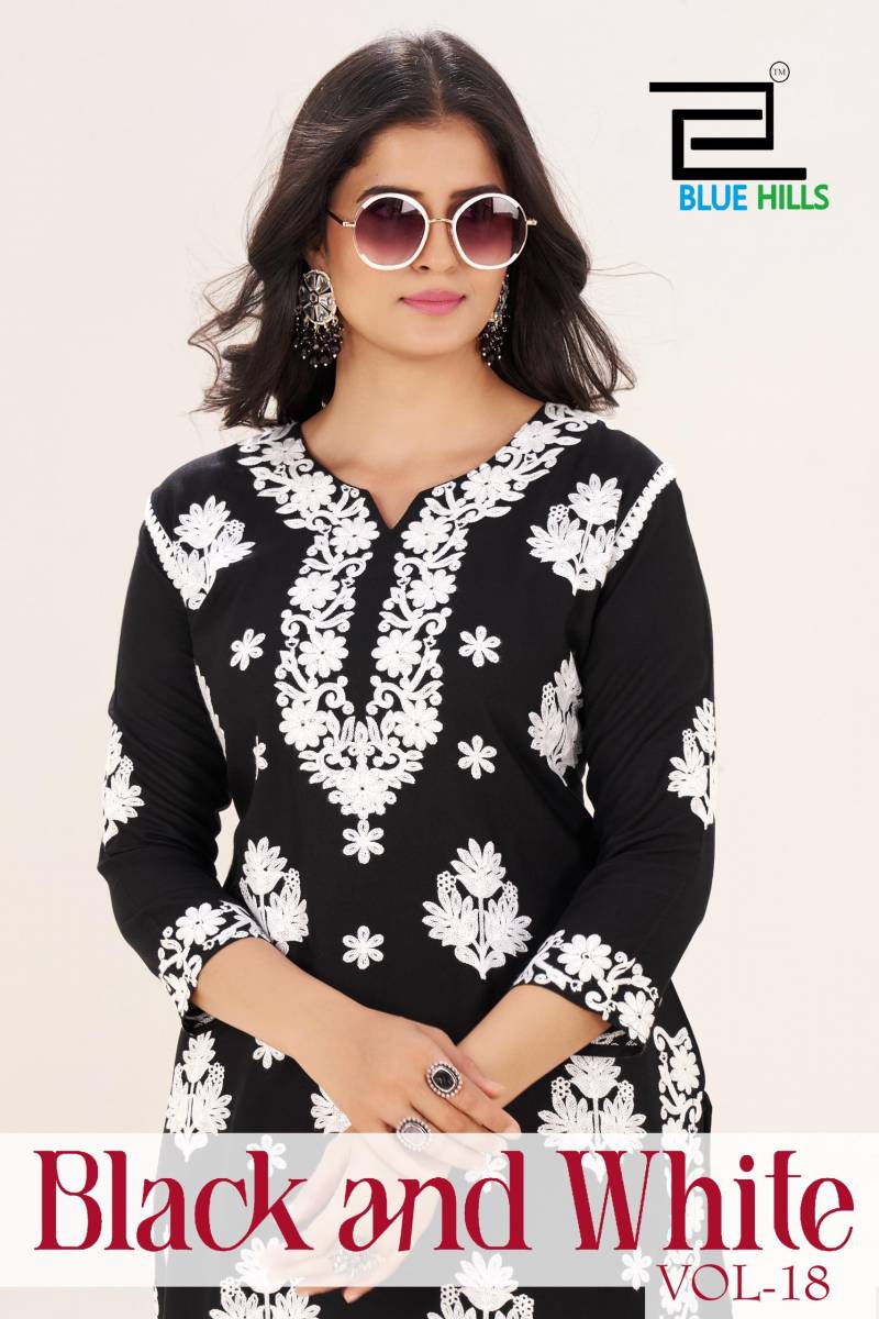Blue Hills Black And White Vol 18 Designer Kurti With Bottom Collection