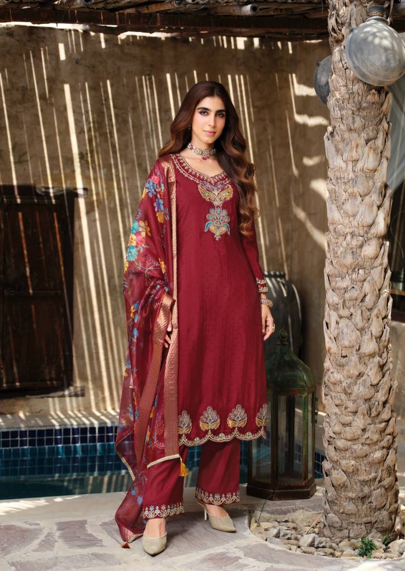 Lily And Lali Rose Designer Silk Kurti Bottom With Dupatta Collection