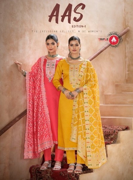 Triple Aaa Aas Edition 1 Cotton Designer Dress Material Collection