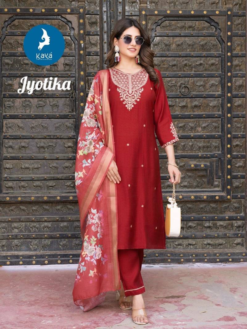 Kaya Jyotika Silk Prited Kurti Bottom With Dupatta Collection