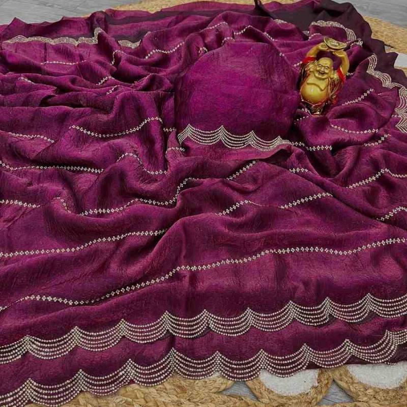 KC 928 Embroidered Designer Crush Silk Saree Collection