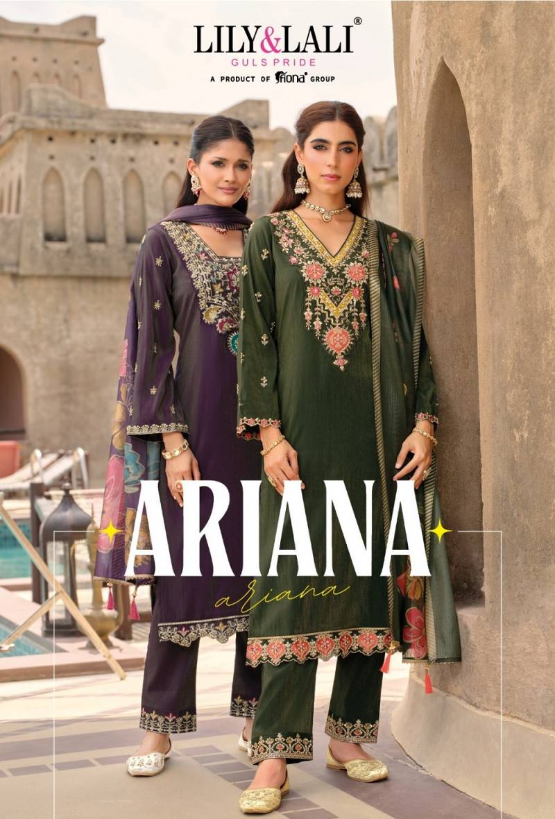 Lily And Lali Ariana Shimmer Silk Designer Kurti Bottom With Dupatta