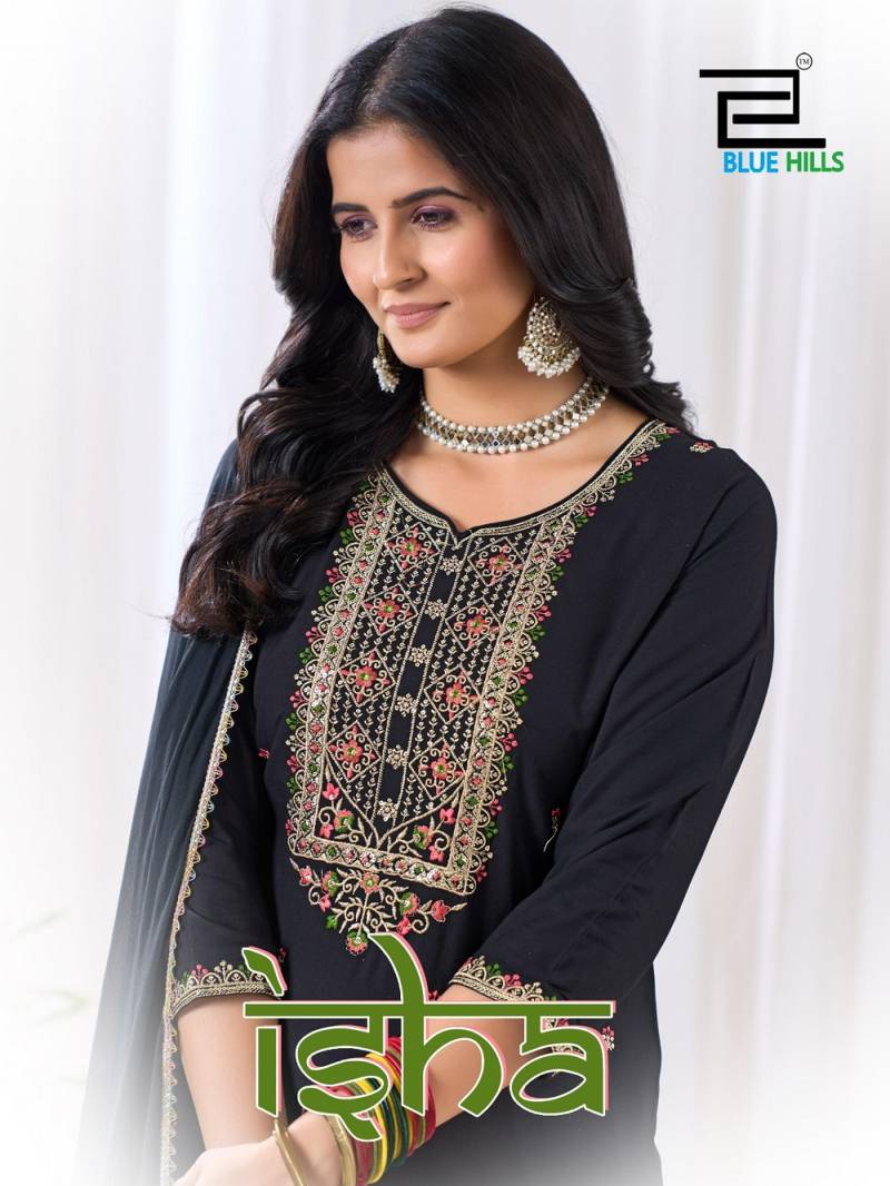 Blue Hills Isha Embroidered Kurti Bottom With Dupatta Collection