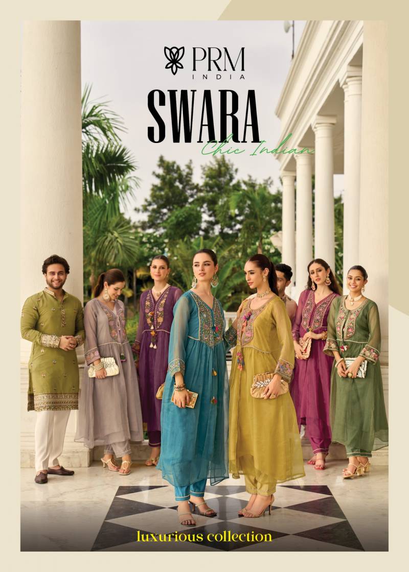 Prm Swara Organza With Embroidery Work Kurti Bottom With Dupatta