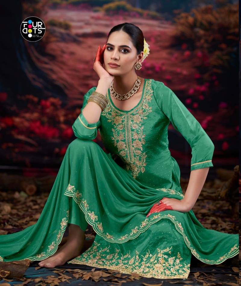 Four Dots Zankar Jarkan Worked Designer Dress Material Collection