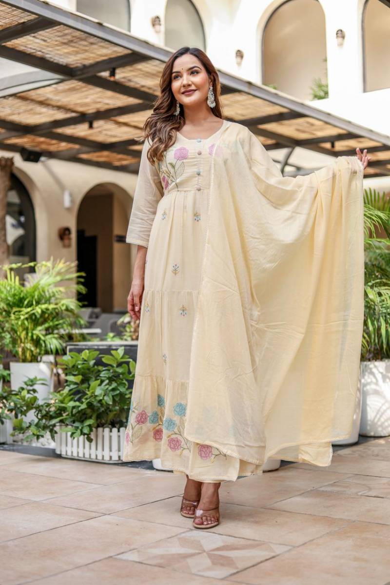 Naisha K 228 Mul Cotton Readymade Anarkali Kurti Bottom With Dupatta