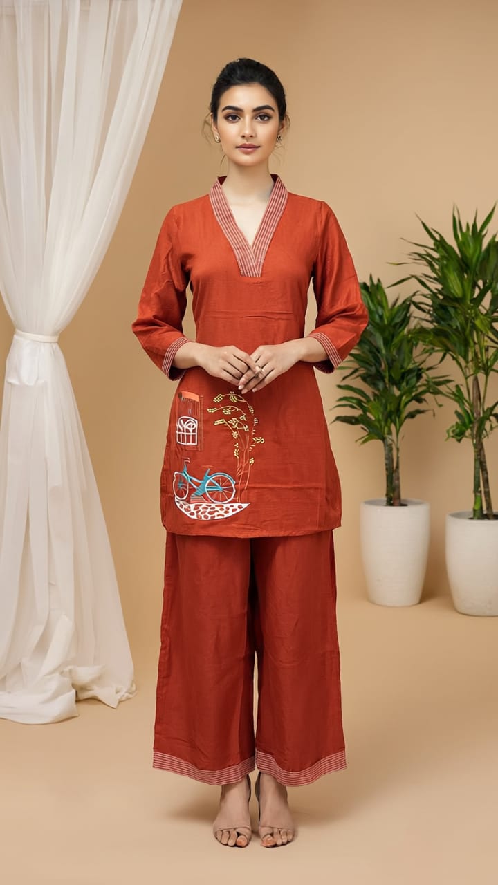 Naisha K 222 Embroidered Cotton Cord Set Collection