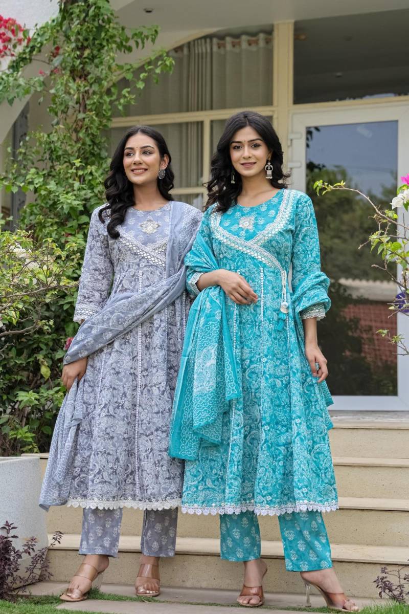 Naisha K 235 Cotton Anarakali Kurti Bottom With Dupatta Collection