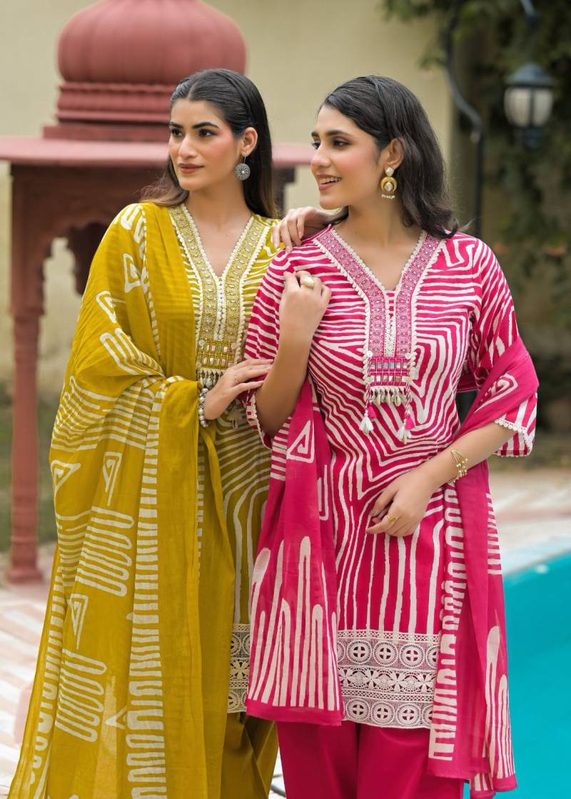 Naisha K 236 Trending Cotton Kurti Bottom With Dupatta Set