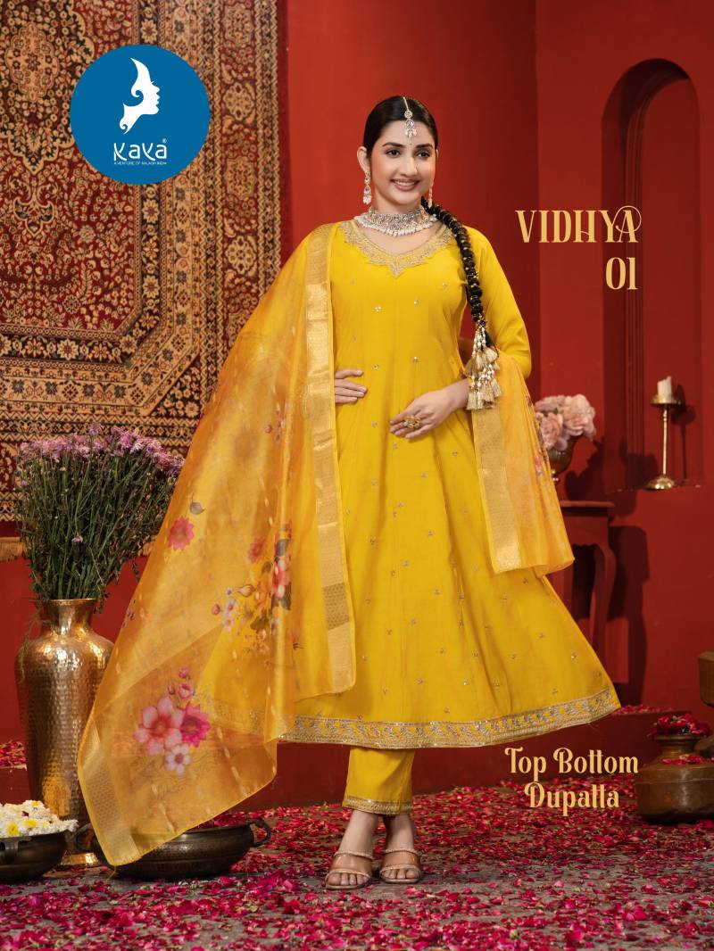 Kaya Vidhya Roman Silk Anarkali Kurtis Bottom With Dupatta Collection
