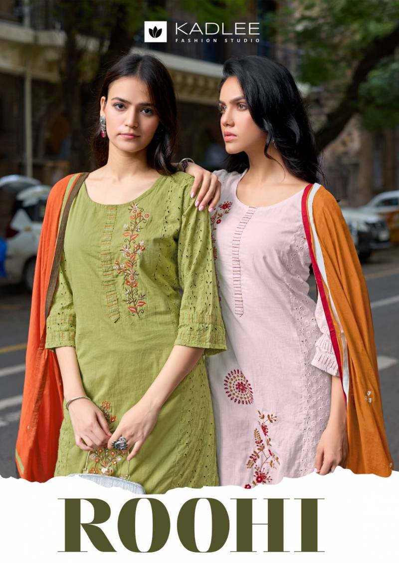 Kadlee Roohi Soft Cotton Schiffli Kurti Bottom With Dupatta