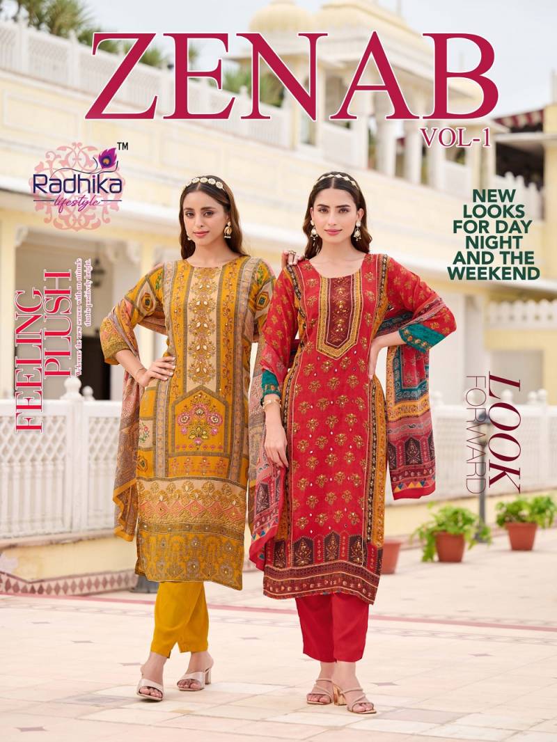 Radhika Zenab Vol 1 Handwork Designer Kurti Bottom With Dupatta Collection