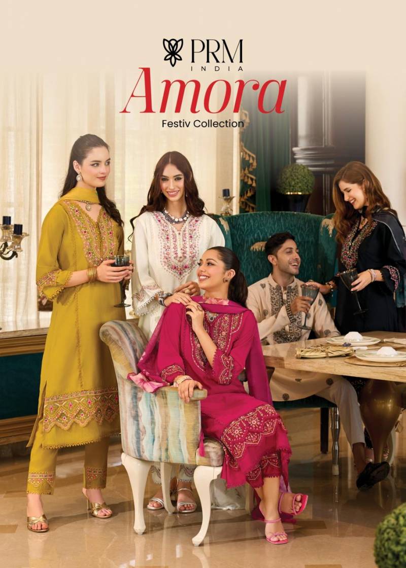 Prm Amora Roman Silk Embroidered Kurti Bottom With Dupatta Collection