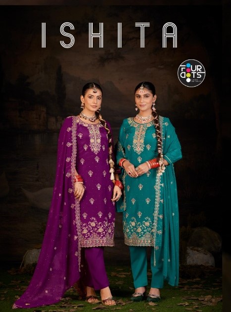 Four Dots Ishita Jarkan Worked Designer Dress Material Collection