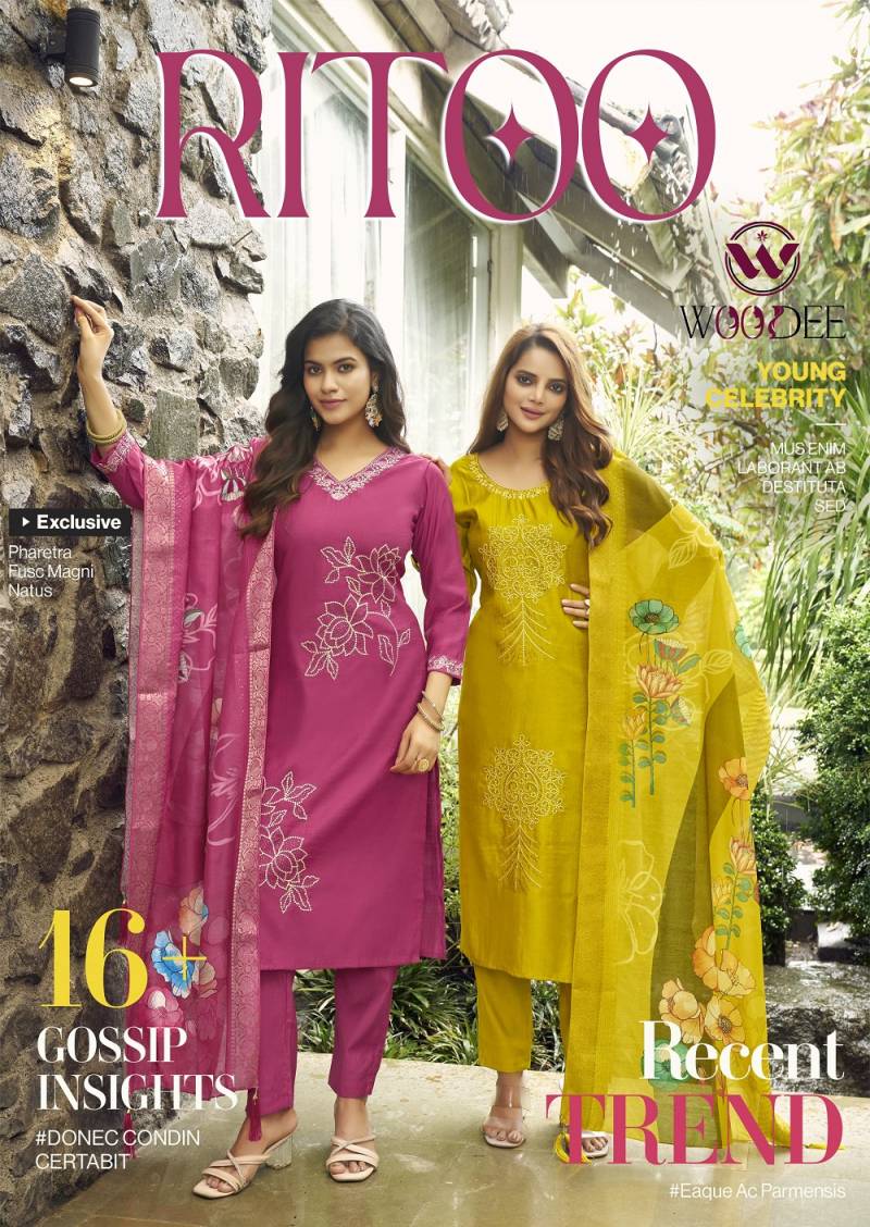 Woodee Ritoo Viscose Designer Kurti Bottom With Dupatta Collection