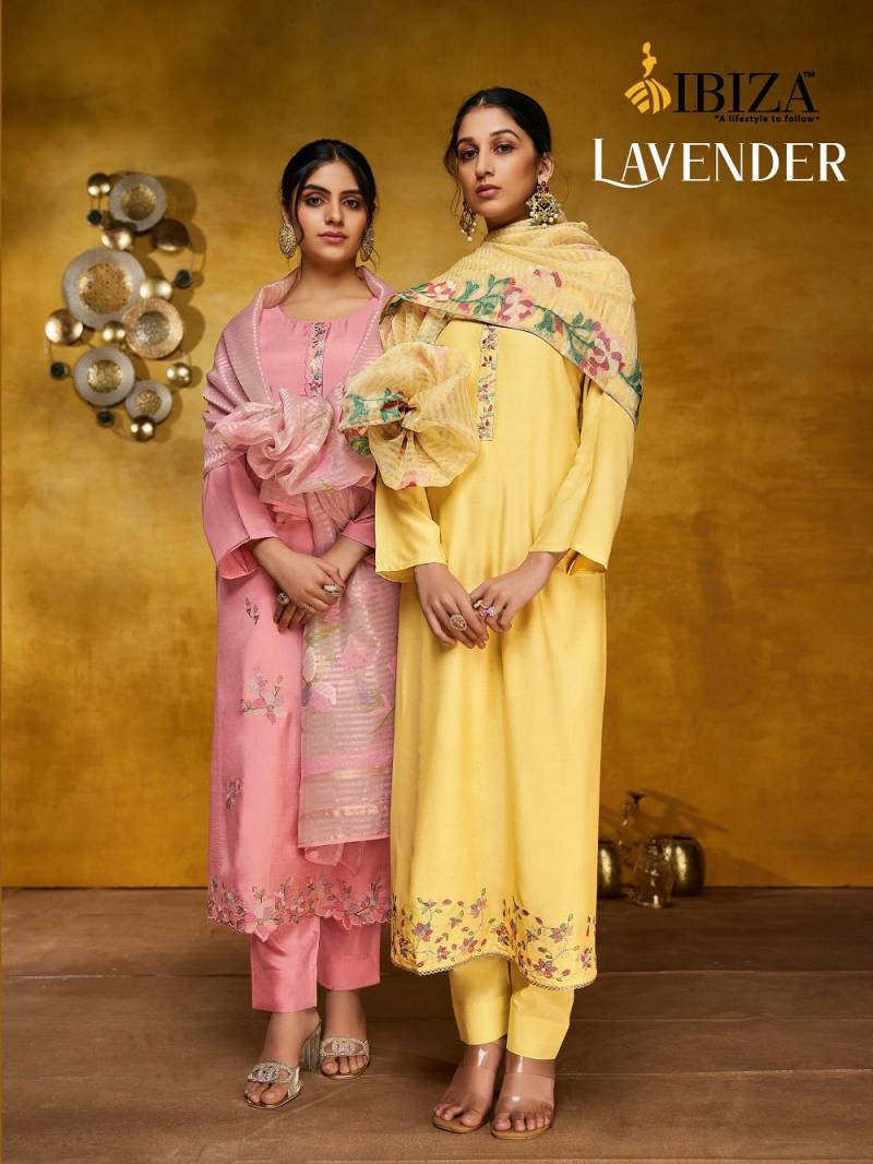 Ibiza Lavender Bemberg Embroidered Designer Salwar Suits Collection