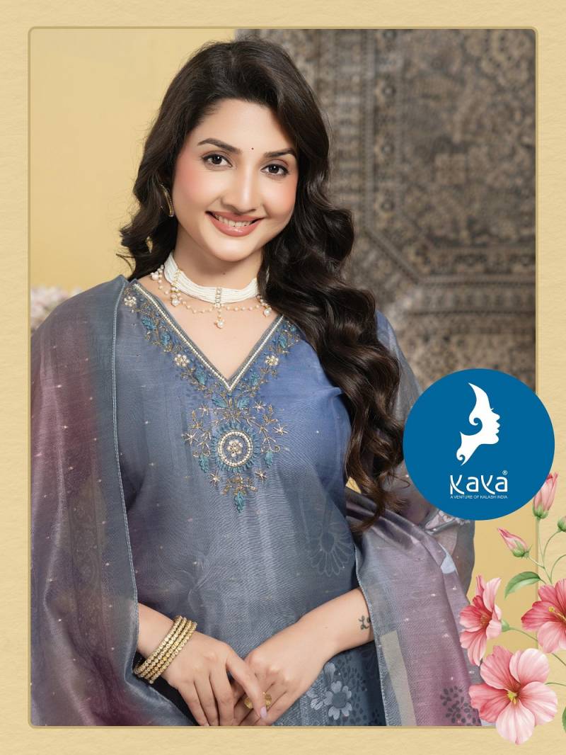 Kaya Basil Chanderi Digital Printed Kurti Pant With Dupatta Collection