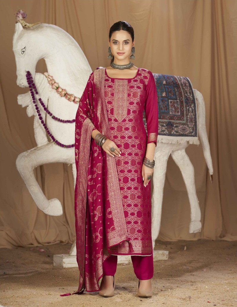 Triple Aaa Hanshika Vol 4 Jequard Designer Dress Material Collection